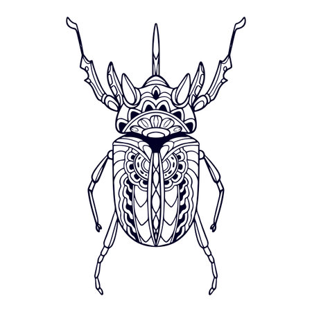Beautiful Beetle mandala arts isolated on white backgroundのイラスト素材