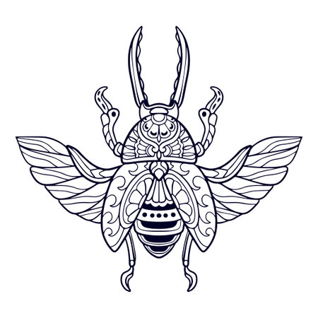 Beautiful Beetle mandala arts isolated on white backgroundのイラスト素材