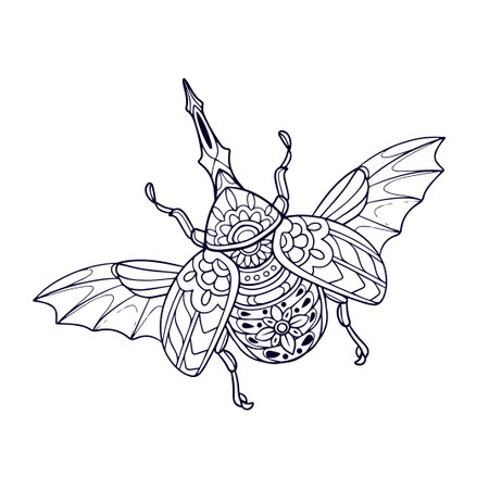 Beautiful Beetle mandala arts isolated on white backgroundのイラスト素材