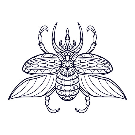 Beautiful Beetle mandala arts isolated on white backgroundのイラスト素材