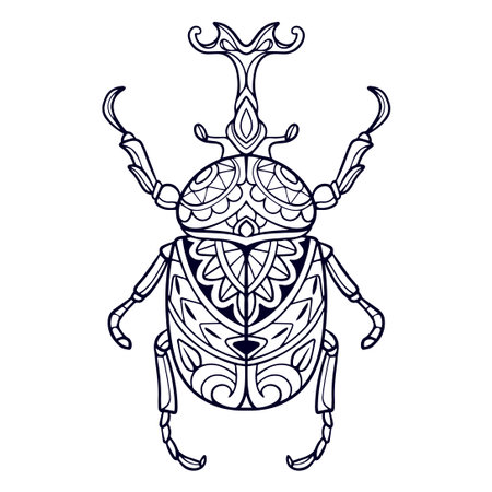 Beautiful Beetle mandala arts isolated on white backgroundのイラスト素材