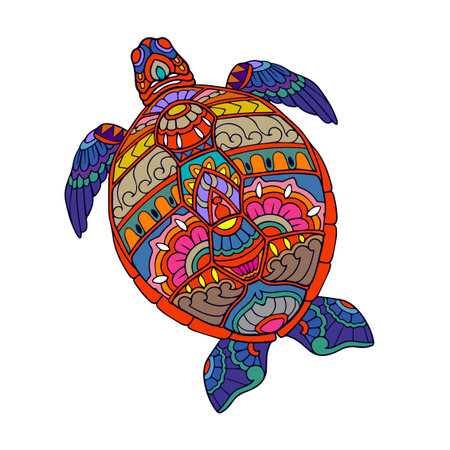 Colorful Turtle Mandala arts. isolated on white background.のイラスト素材