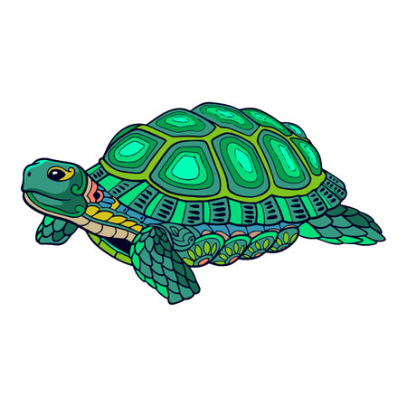 Colorful Turtle Mandala arts. isolated on white background.のイラスト素材