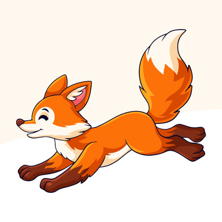 Cartoon cute little fox on white backgroundのイラスト素材