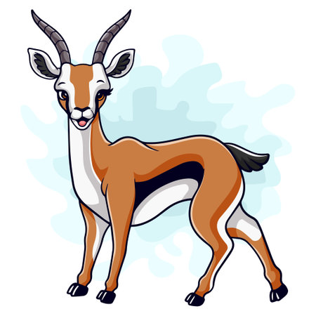 Cartoon funny gazelle isolated on white backgroundのイラスト素材