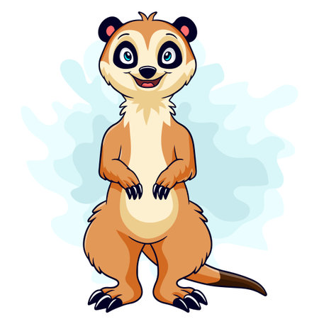 Cartoon funny meerkat isolated on white backgroundのイラスト素材
