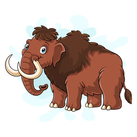 Cartoon funny Mammoth isolated on white backgroundのイラスト素材