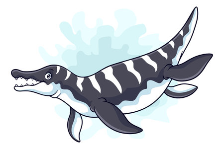 Cartoon dinosaur kronosaurus on white backgroundのイラスト素材