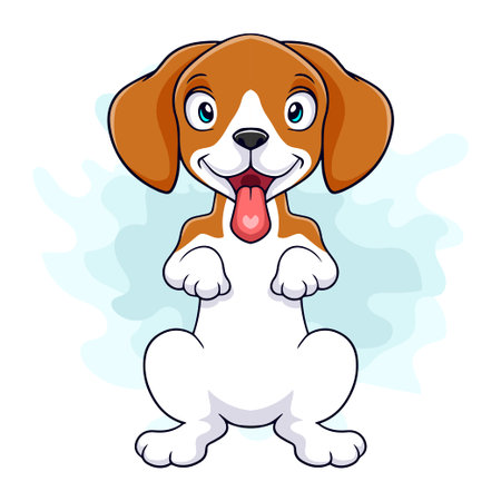 Cartoon beagle dog sitting on white backgroundのイラスト素材