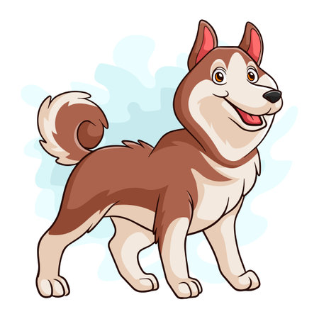 Cartoon siberian husky on white backgroundのイラスト素材