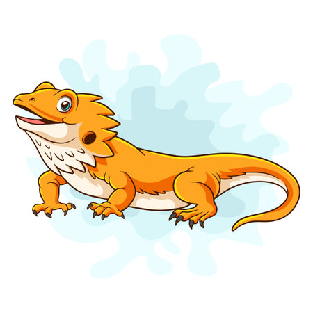 Cartoon bearded dragon on white backgroundのイラスト素材