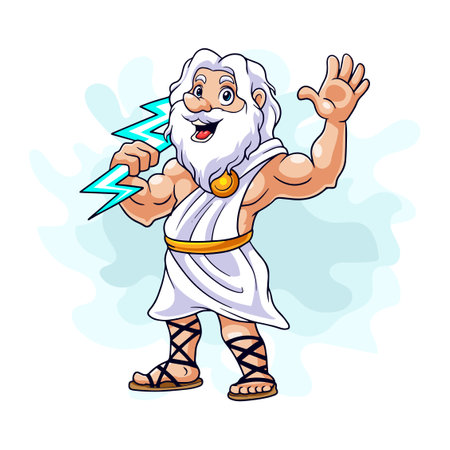 Cartoon zeus on white backgroundのイラスト素材
