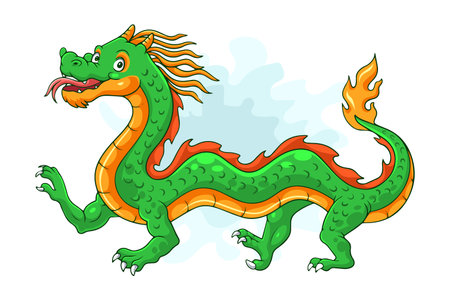 Cartoon chinese dragon on white backgroundのイラスト素材