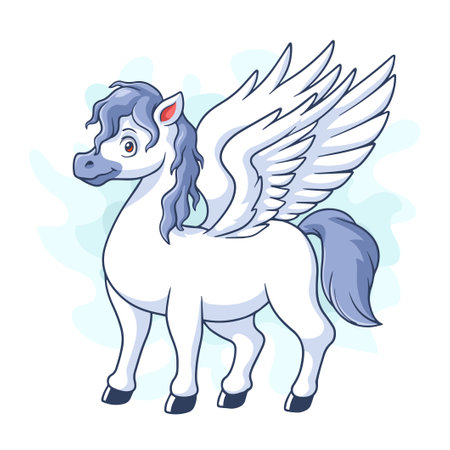 Cartoon pegasus on white backgroundのイラスト素材