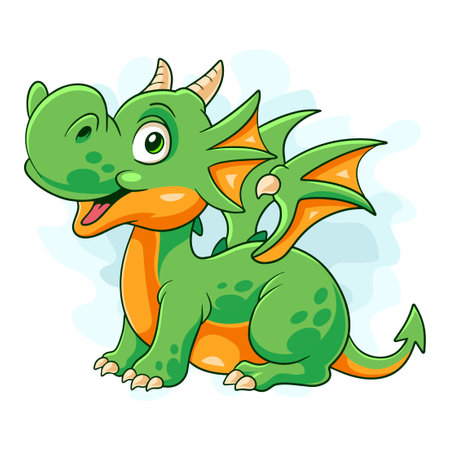 Cartoon dragon on white backgroundのイラスト素材