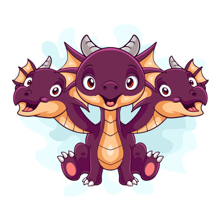 Cartoon hydra on white backgroundのイラスト素材