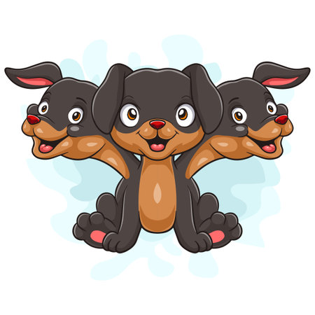 Cartoon little cerberus on white backgroundのイラスト素材