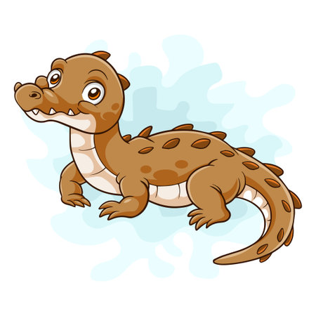 Cartoon little crocodile on white backgroundのイラスト素材
