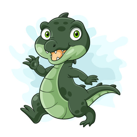 Cartoon little crocodile on white backgroundのイラスト素材