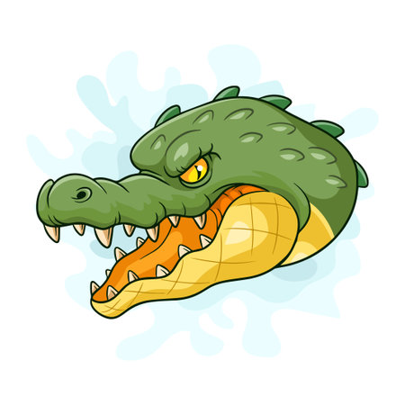 Cartoon crocodile head mascot on white backgroundのイラスト素材