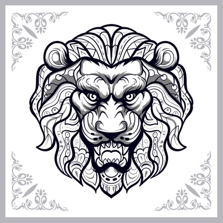 Lion head mandala arts isolated on white backgroundのイラスト素材
