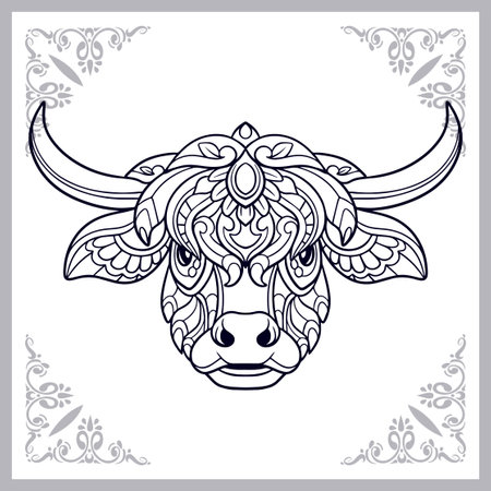 Cow head mandala arts isolated on white backgroundのイラスト素材