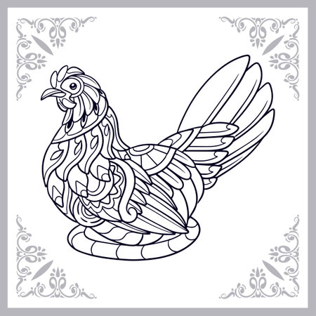 hen mandala arts isolated on white backgroundのイラスト素材