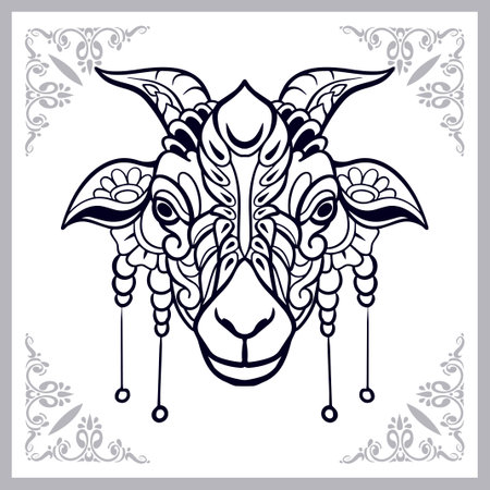 goat head mandala arts isolated on white backgroundのイラスト素材