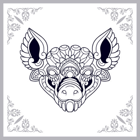 Pig head mandala arts isolated on white backgroundのイラスト素材