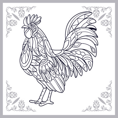 rooster mandala arts isolated on white backgroundのイラスト素材