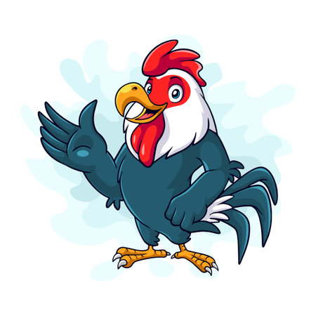 Cartoon funny rooster standing wavingのイラスト素材