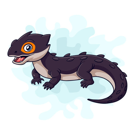 Cartoon funny red eye crocodile skink isolated on white backgroundのイラスト素材