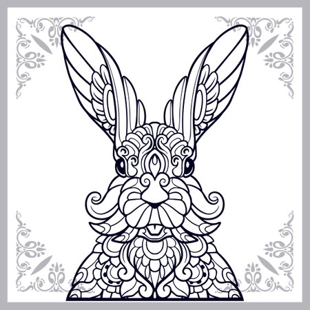 Easter rabbit head mandala arts isolated on white backgroundのイラスト素材