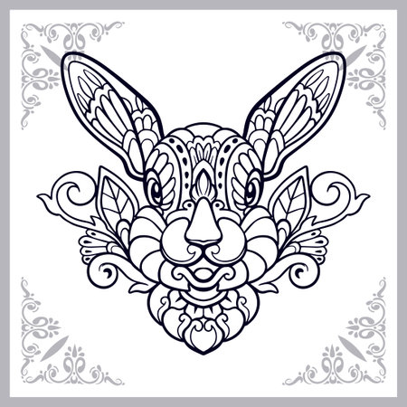 Easter rabbit head mandala arts isolated on white backgroundのイラスト素材