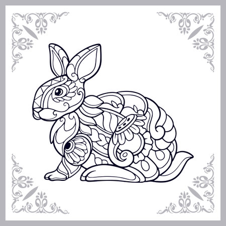 Easter rabbit mandala arts isolated on white backgroundのイラスト素材