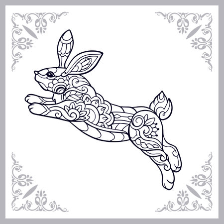 Easter rabbit mandala arts isolated on white backgroundのイラスト素材