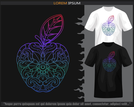 gradient Colorful apple fruit mandala arts isolated on black and white t shirt.のイラスト素材
