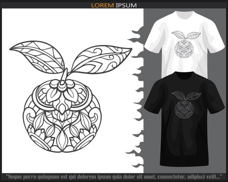 Orange fruit mandala arts isolated on black and white t shirt.のイラスト素材