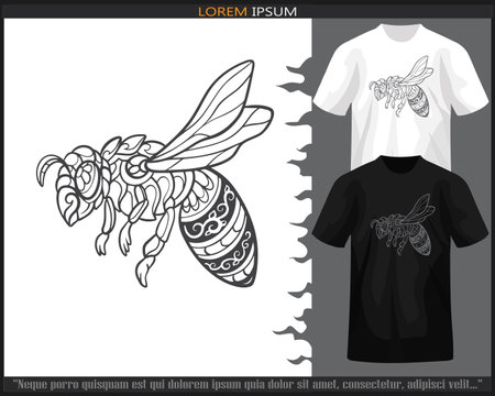 Stinger bee mandala arts isolated on black and white t shirt.のイラスト素材