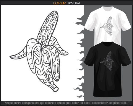 Banana fruit mandala arts isolated on black and white t shirt.のイラスト素材