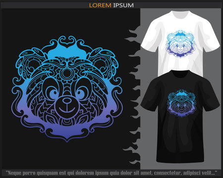 gradient Colorful teddy bear mandala arts illustration isolated on black and white t shirt.のイラスト素材