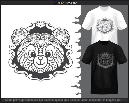 Teddy bear mandala arts isolated on black and white t shirt.のイラスト素材