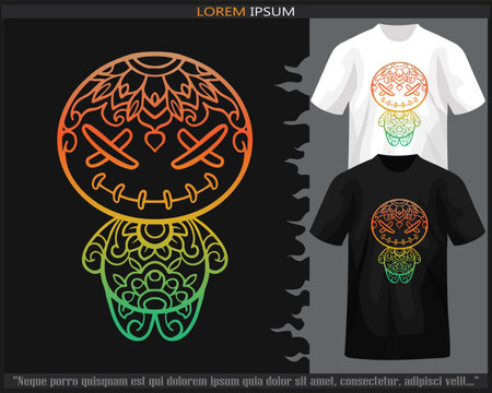 gradient Colorful Voodoo dolls mandala arts isolated on black and white t shirt.のイラスト素材