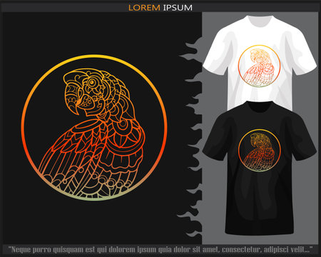 Gradient Colorful Macaw bird mandala arts isolated on black and white t shirt.のイラスト素材