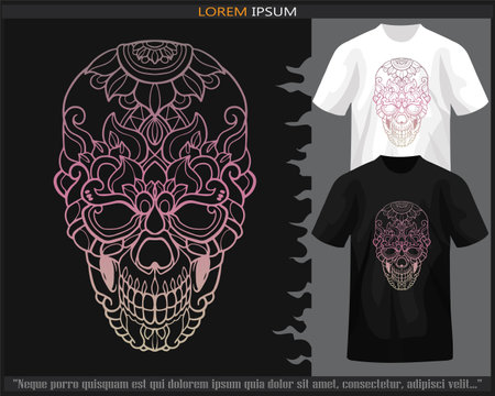 Gradient Colorful skull head mandala arts isolated on black and white t shirt.のイラスト素材