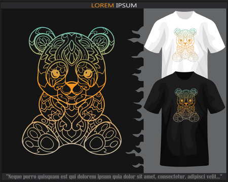 Gradient Colorful panda mandala arts isolated on black and white t shirt.のイラスト素材