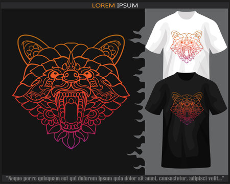 Gradient Colorful raccoon head mandala arts isolated on black and white t shirt.のイラスト素材
