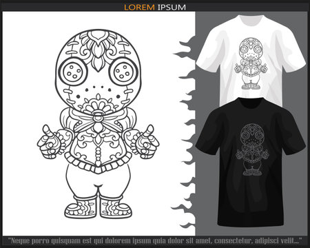voodoo mandala arts isolated on black and white t-shirt.のイラスト素材