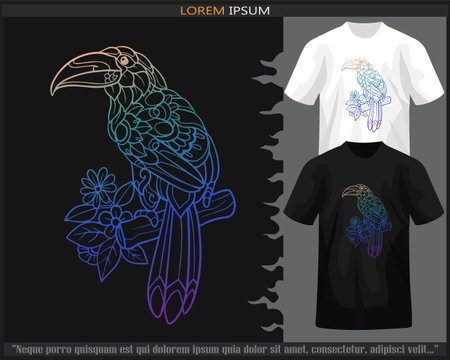 Gradient Colorful toucan bird mandala arts isolated on black and white t shirt.のイラスト素材