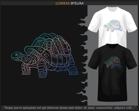 Gradient Colorful turtle mandala arts isolated on black and white t shirt.のイラスト素材